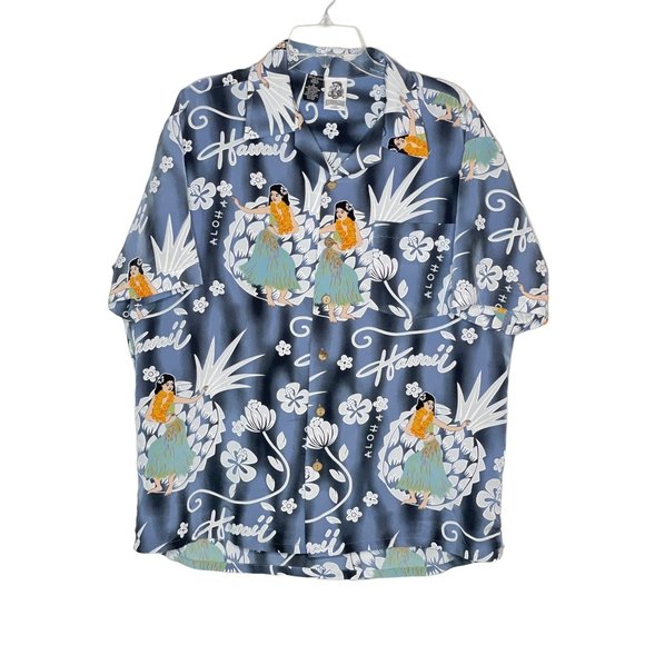 Kennington Men’s Hawaiian Shirt Hula Girl Tropical Print Short Sleeves Size L - Picture 1 of 5